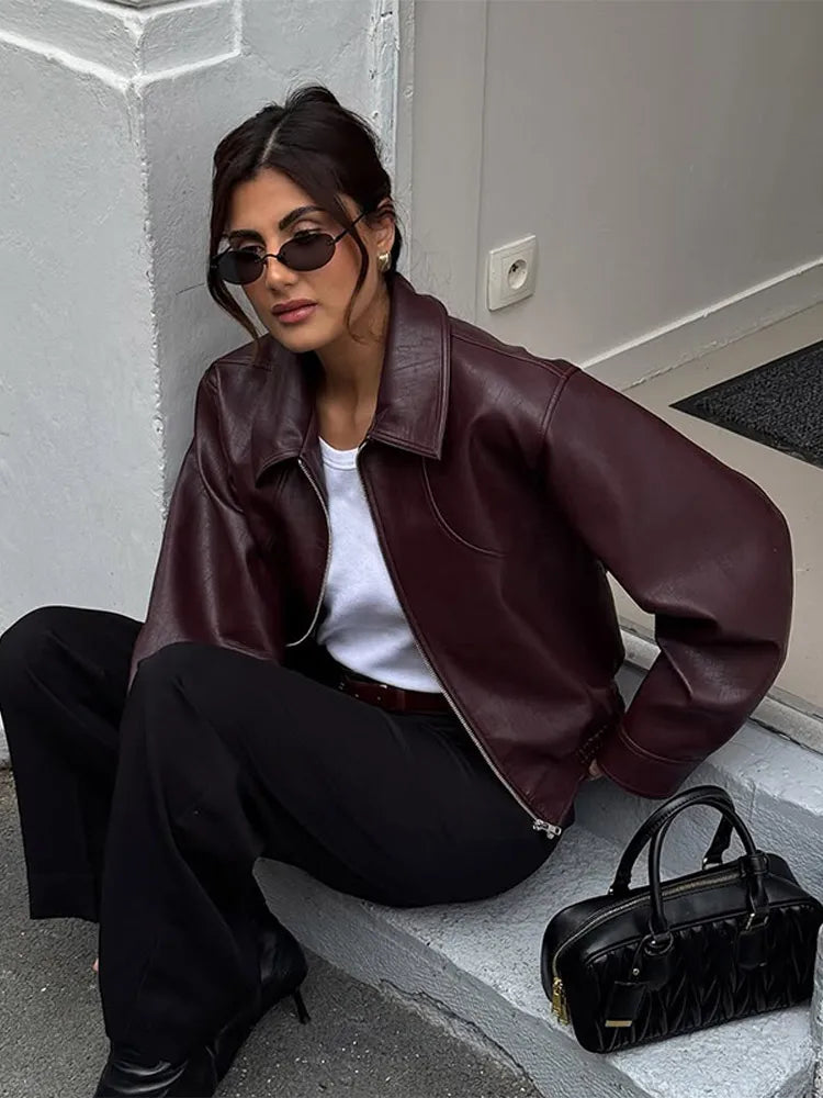 Dark Red Leather Jacket – Velin London™