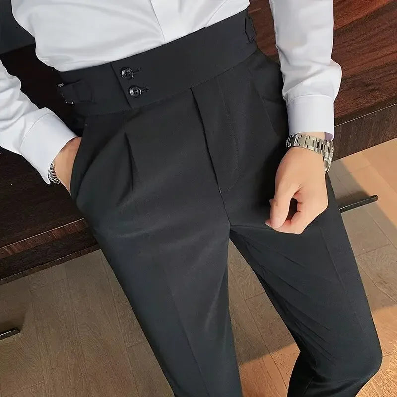 Classic Old Money Straight-Leg Trousers for Men
