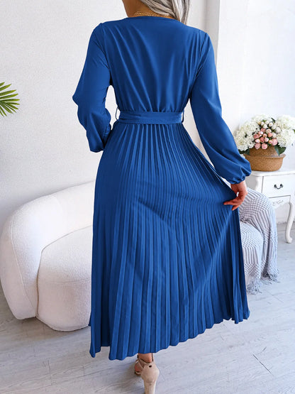 Pleated V-Neck Dress – Velin London™